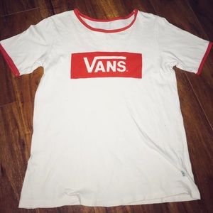 Red and white van tee